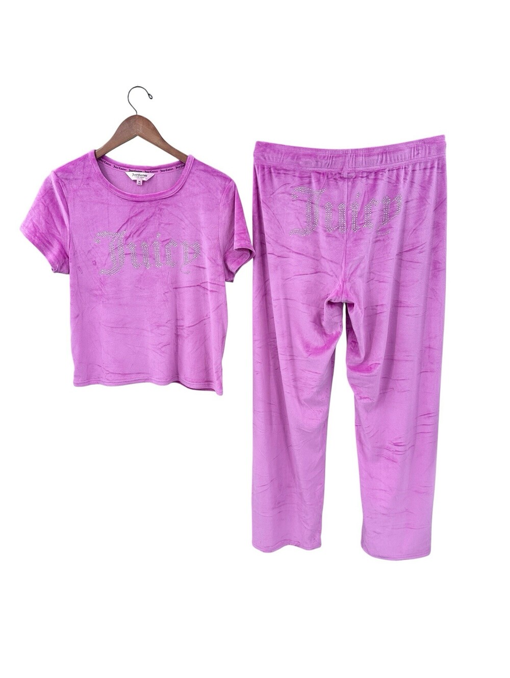 JUICY COUTURE Sleepwear PJ Set Top Pants Pink Womens XL X923